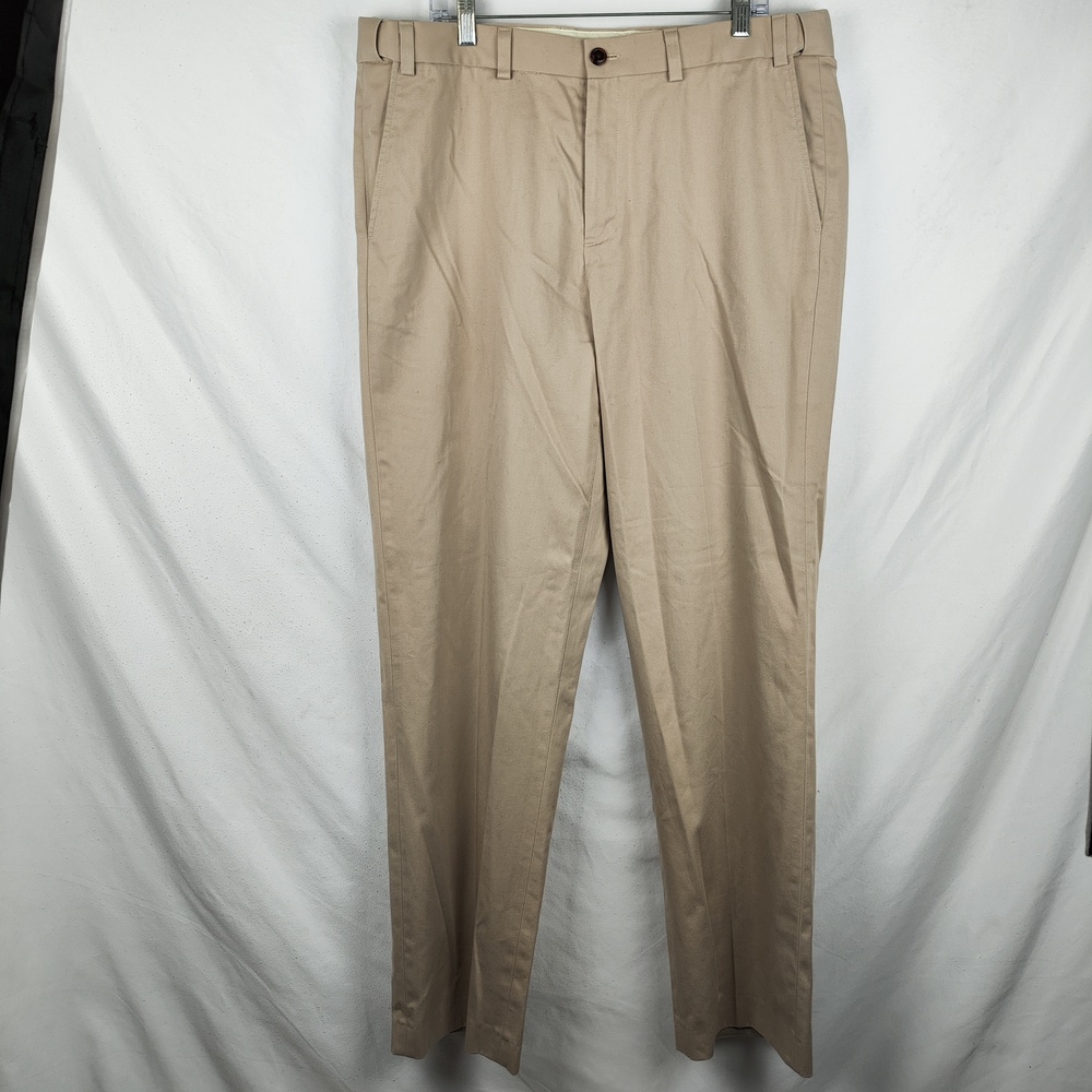 Eddie Bauer Pants Mens 38x33 Beige Wrinkle Free Relaxed Fit Chino Cotton